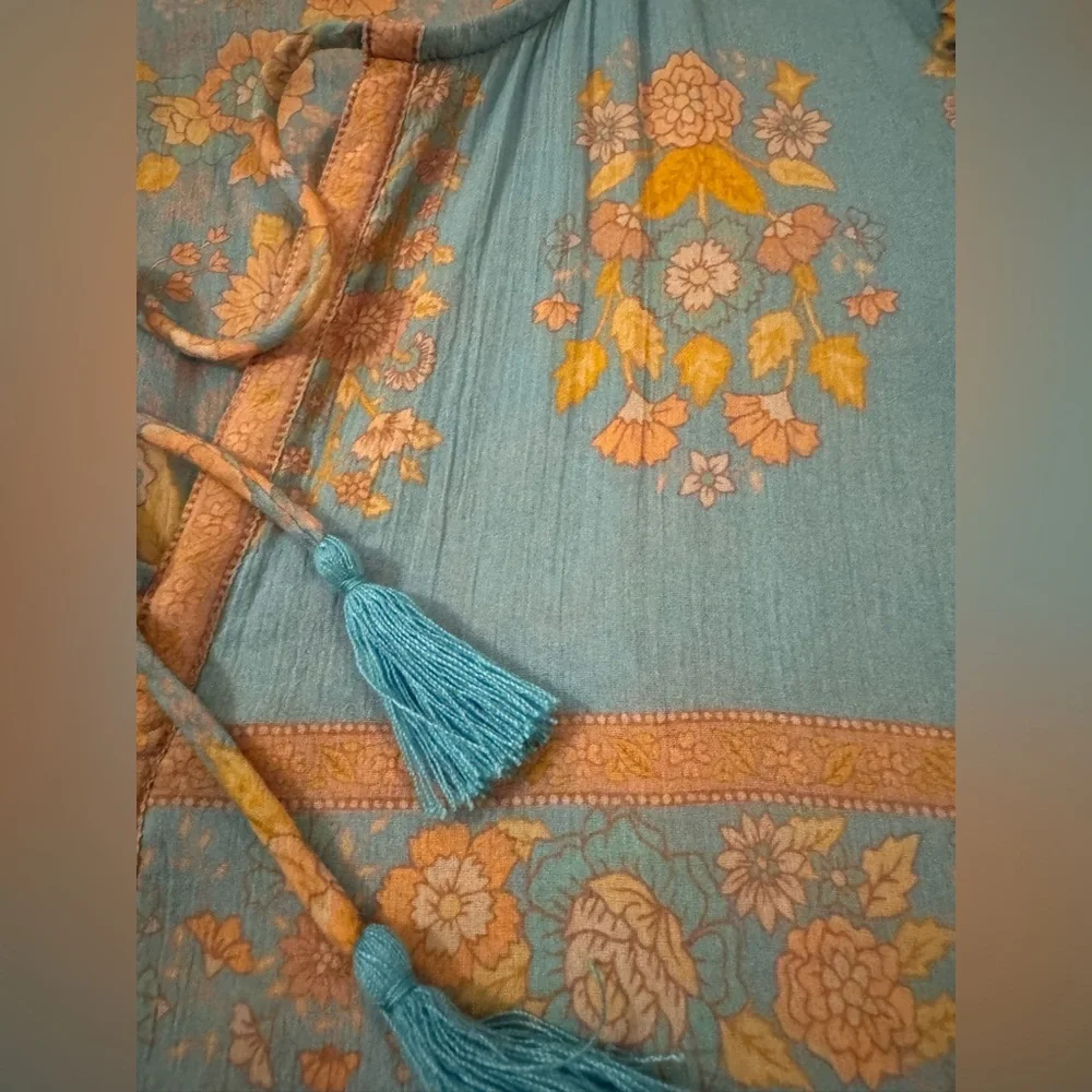 Spell & the Gypsy Collective Juniper Boho Midi Dress Eggshell Blue M Medium 6 8 - Picture 12 of 15
